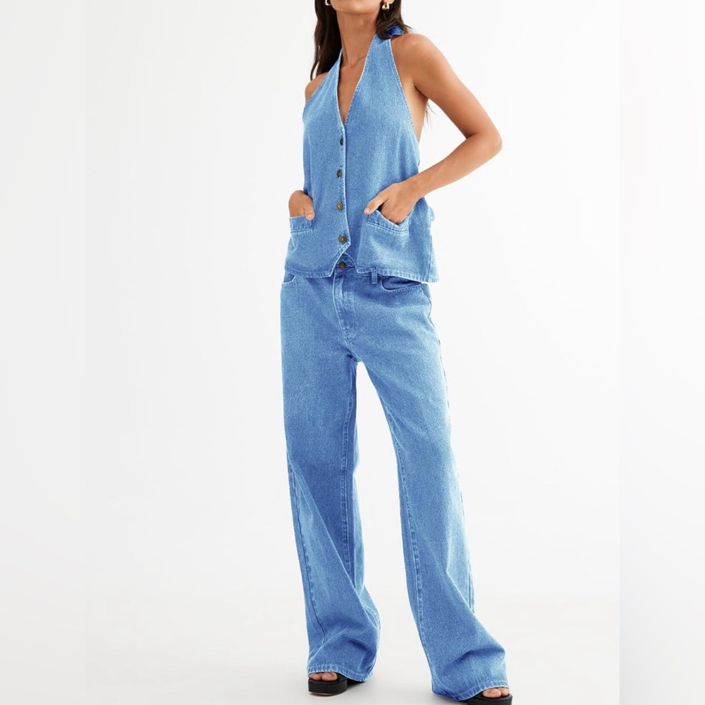 Denim two piece set